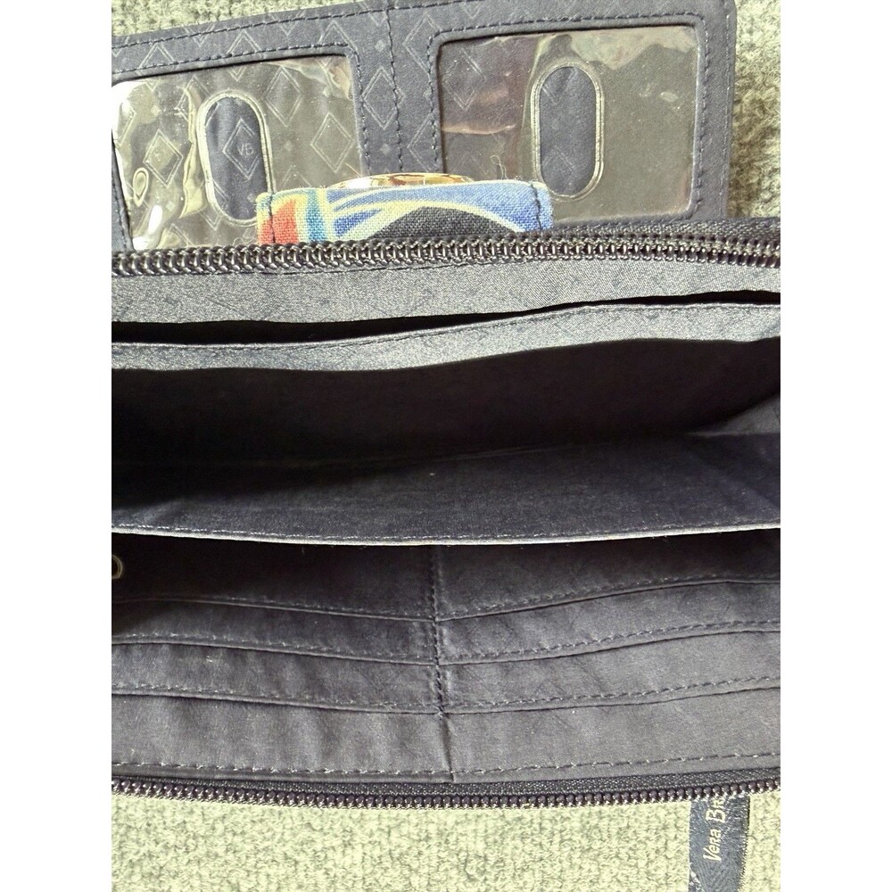 Vera Bradley RFID Turn Lock Zip Around Wallet Floral Quilted Organizer Blue - Picture 5 of 7